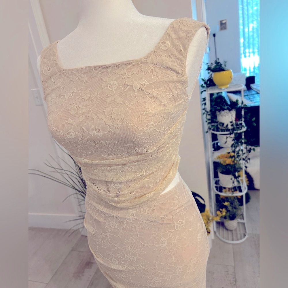 Elegant Lace Sleeveless top & Skirt set